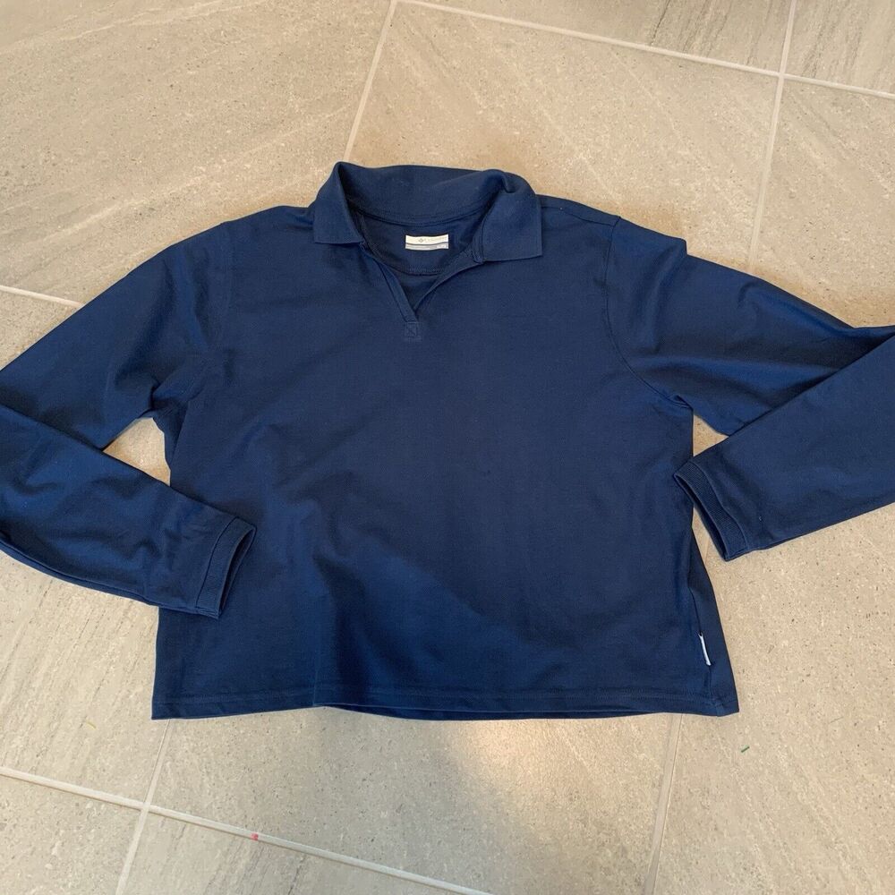 Columbia XL Womens Navy Blue Long Sleeve Collared Polo